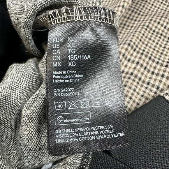 H&M Men's XL Zip-Front Checked Bomber Jacket Beige/Black‎ Trim, Street Casual - Picture 3 of 5